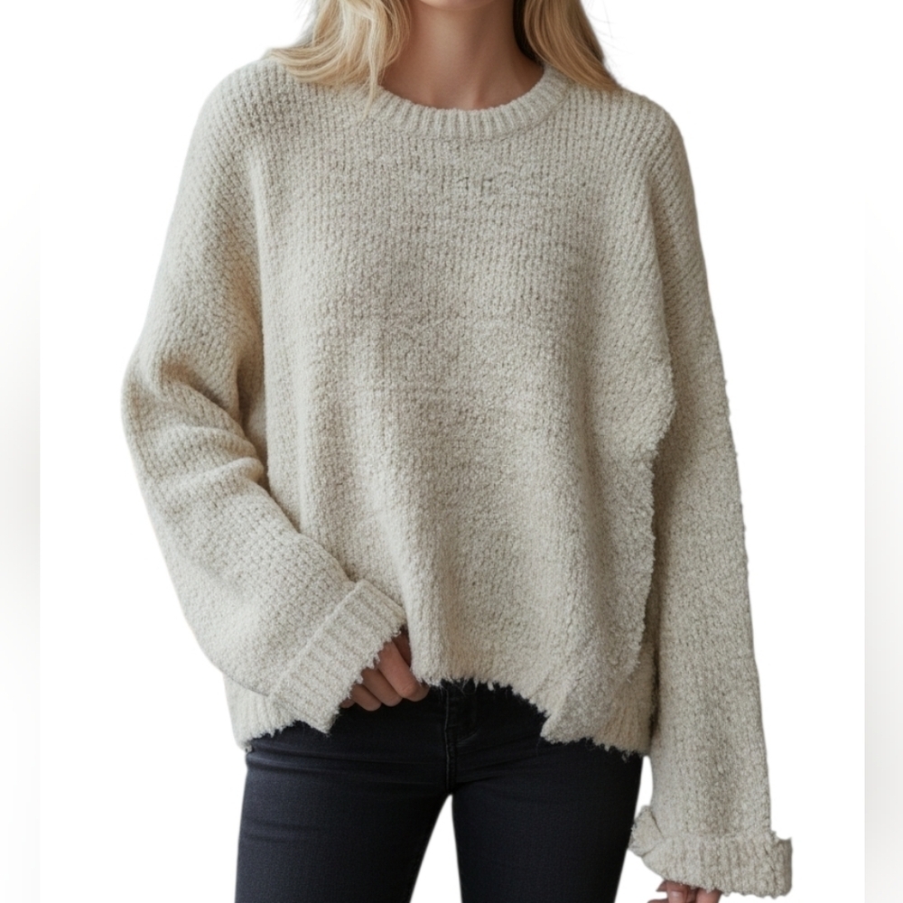 Umgee Cream Knit Sweater, Medium